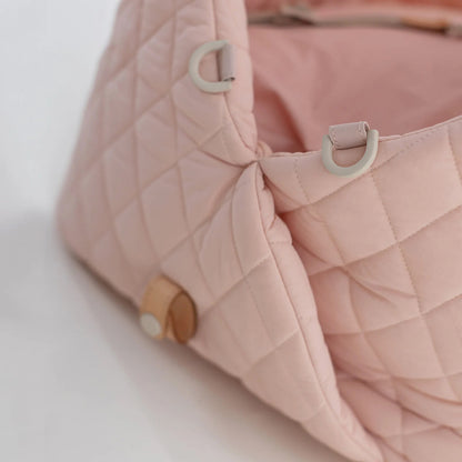 Luxury Quilted 2-in-1 Pet Travel Carrier & Car Booster Seat for Small Dogs(Pink)