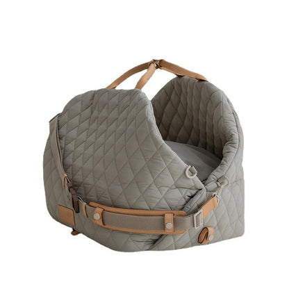 Luxury Quilted 2-in-1 Pet Travel Carrier & Car Booster Seat for Small Dogs(Camel)