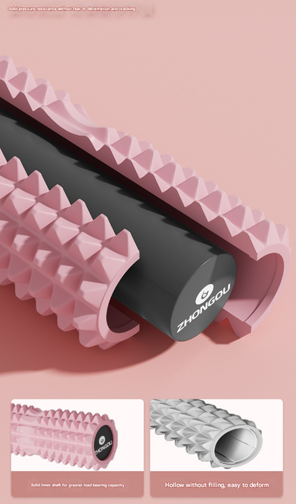 Pink High-Density 3D Trigger Point Foam Roller - Solid Core Massager for Deep Tissue Muscle Recovery & Yoga