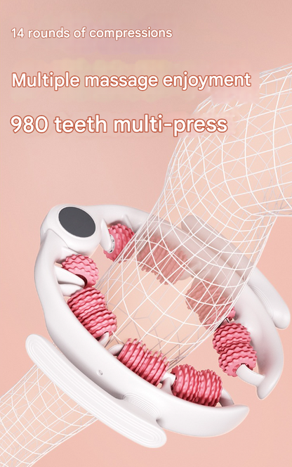 Pink U-Shape 360 Degree Massage Roller - Multi-Functional Leg, Arm & Neck Massager for Muscle Relief & Recovery