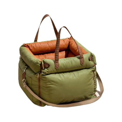 Dark Blue Premium Plush Pet Booster Car Seat - Portable Dog Travel Bed with Non-Slip Base