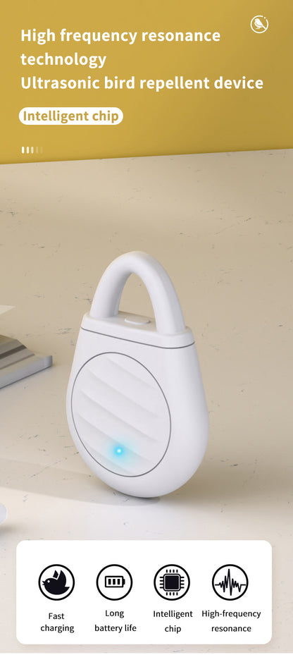 2 Pcs White Portable Ultrasonic Pest Repeller - Rechargeable Mosquito & Bird Repellent Device | 3-Mode for Indoor, Outdoor & Camping