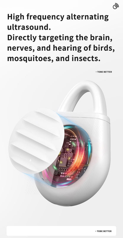 2 Pcs White Portable Ultrasonic Pest Repeller - Rechargeable Mosquito & Bird Repellent Device | 3-Mode for Indoor, Outdoor & Camping