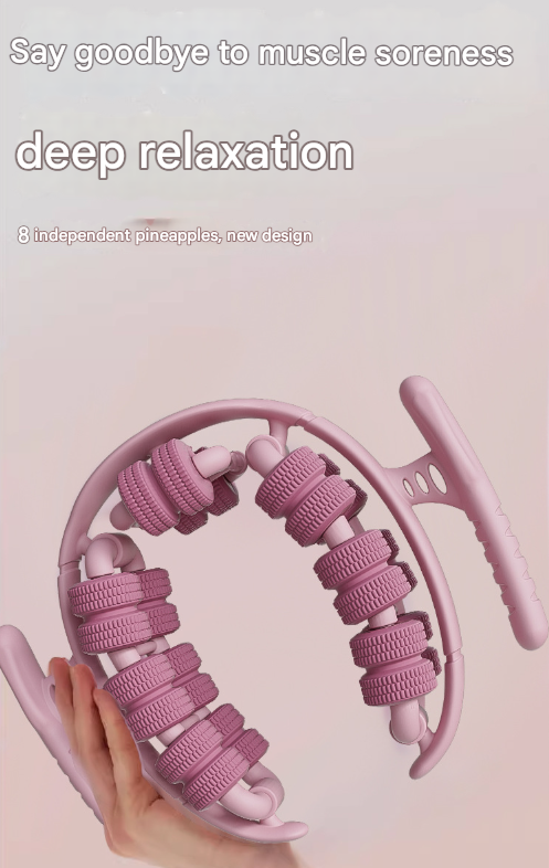 Black 360° Wrap-Around Muscle Roller - 28-Wheel Massager for Legs, Arms & Calves