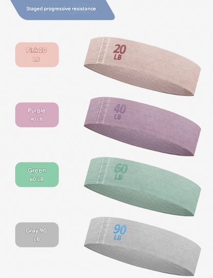 Colorful Fabric Resistance Bands for Legs and Glutes - Set of 4 Non-Slip Workout Loops