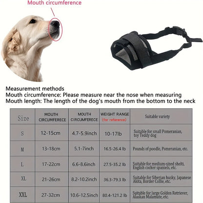 3 Pcs Size XXL Black Breathable Mesh Dog Muzzle - Soft & Comfortable Guard to Prevent Biting, Allows Panting and Drinking