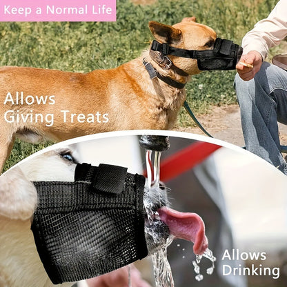 3 Pcs Size XXL Black Breathable Mesh Dog Muzzle - Soft & Comfortable Guard to Prevent Biting, Allows Panting and Drinking