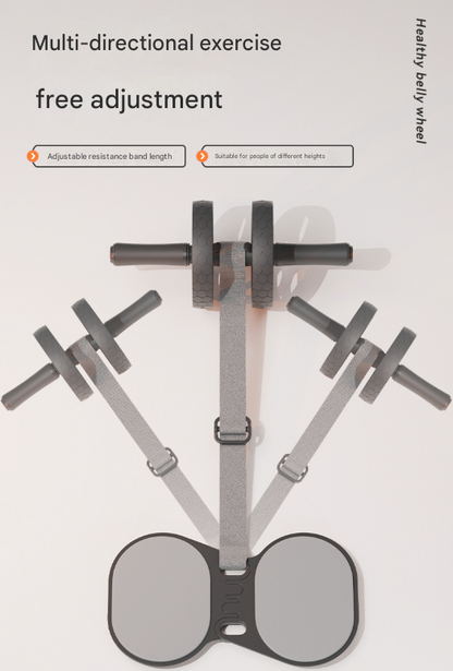 Grey Assisted Rebound Ab Roller with Foldable Knee Pad - Dual Wheel Core Trainer for Home Gym