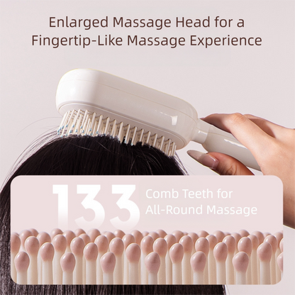 Pink Innovative Self-Cleaning Cushion Hairbrush - Retractable Bristle Detangling & Scalp Massager