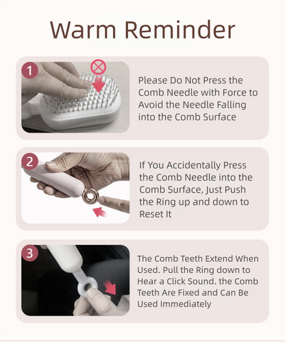 Pink Innovative Self-Cleaning Cushion Hairbrush - Retractable Bristle Detangling & Scalp Massager