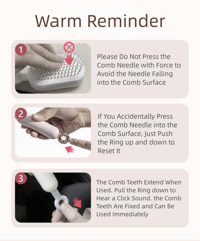 Blue Innovative Self-Cleaning Cushion Hairbrush - Retractable Bristle Detangling & Scalp Massager