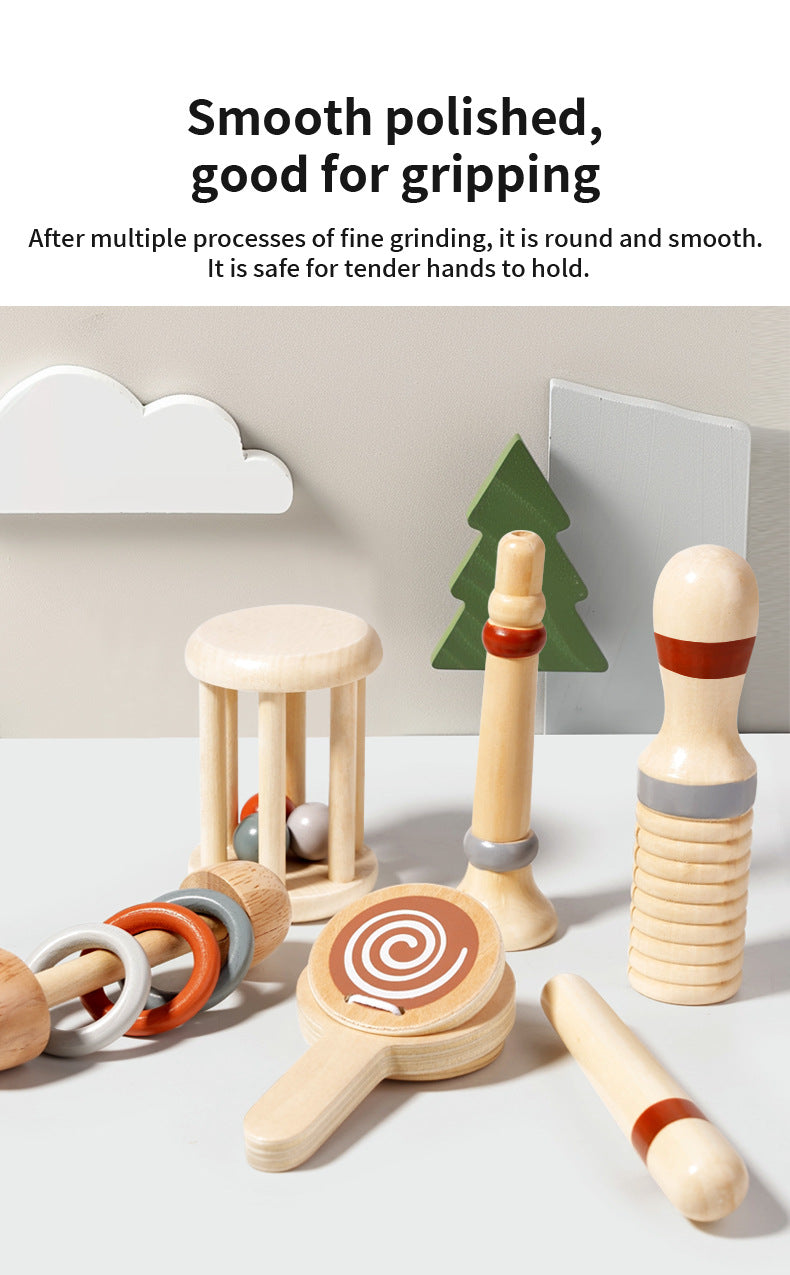 Wooden Musical Instrument Set for Toddlers - 6 Piece Montessori Percussion Toy Kit for Early Learning