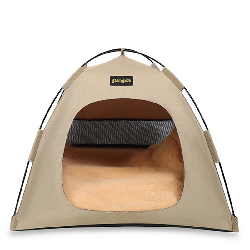 Small Size Pet Tent for Cats & Dogs(Khaki) - Portable Comfort Shelter with Soft Cushion