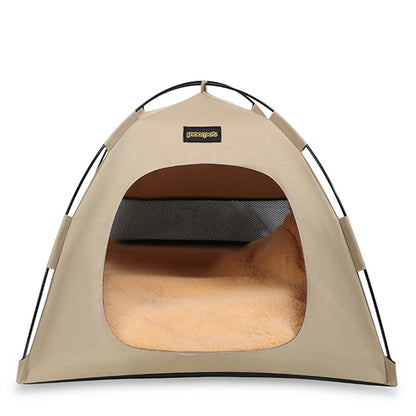 Small Size Pet Tent for Cats & Dogs(Khaki) - Portable Comfort Shelter with Soft Cushion