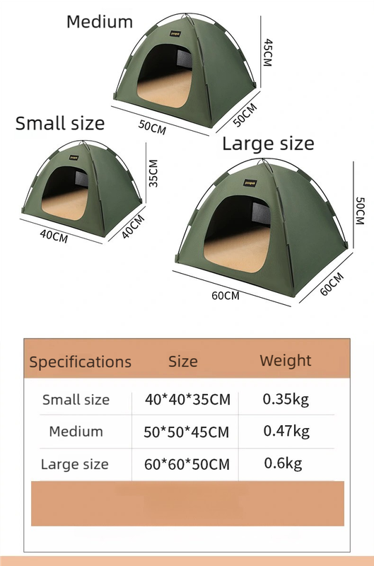 Medium Pet Tent for Cats & Dogs(Green) - Portable Comfort Shelter with Soft Cushion