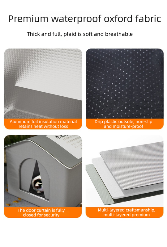 Small Size Elevated Indoor/Outdoor Pet Shelter(grey): Waterproof, Insulated for All-Season Warmth