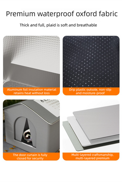 Medium Elevated Indoor/Outdoor Pet Shelter(grey): Waterproof, Insulated for All-Season Warmth