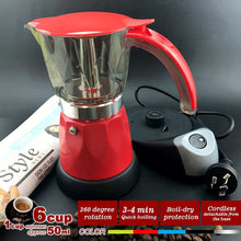 Load image into Gallery viewer, Red Electric Moka Coffee Maker Espresso Machine Italian Classic 6 Cups Auto Power
