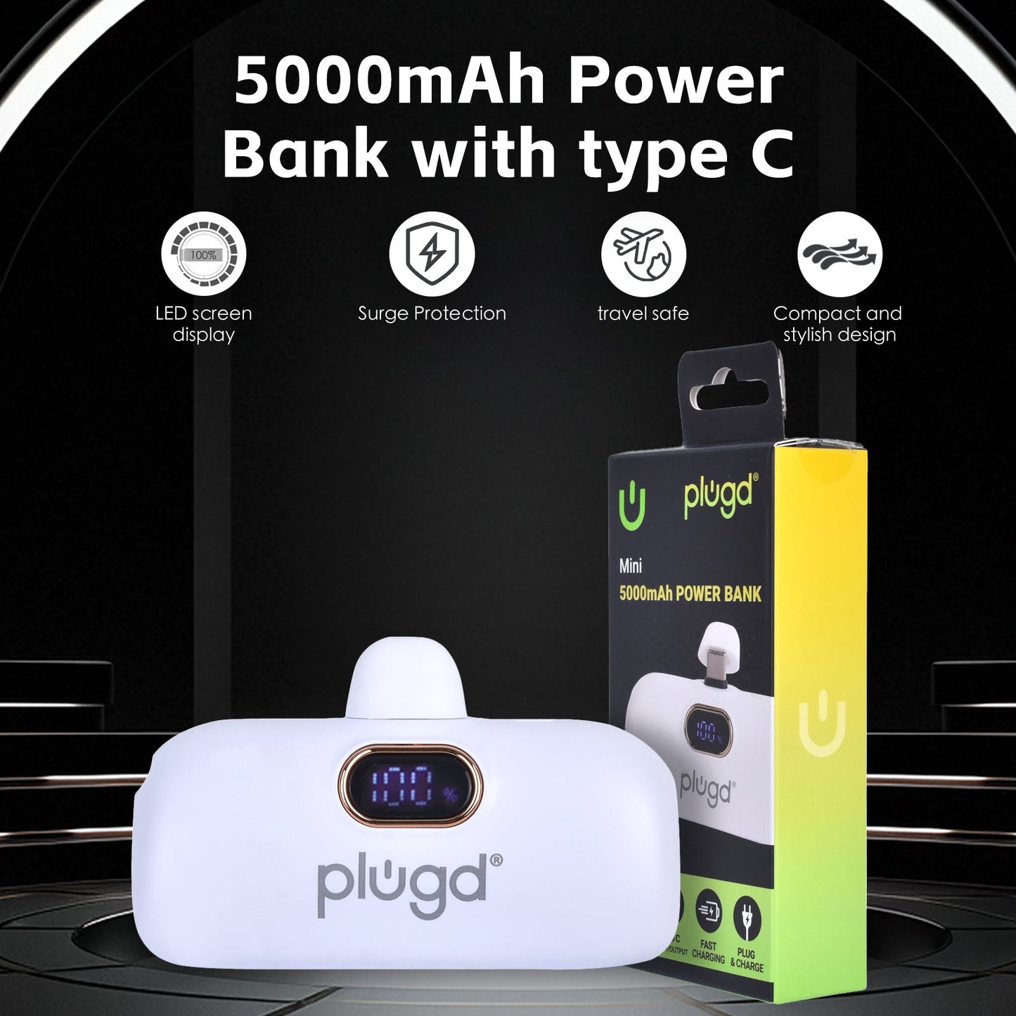 5000mAh 18.5W Mini USB-C Fast Charge Power Bank