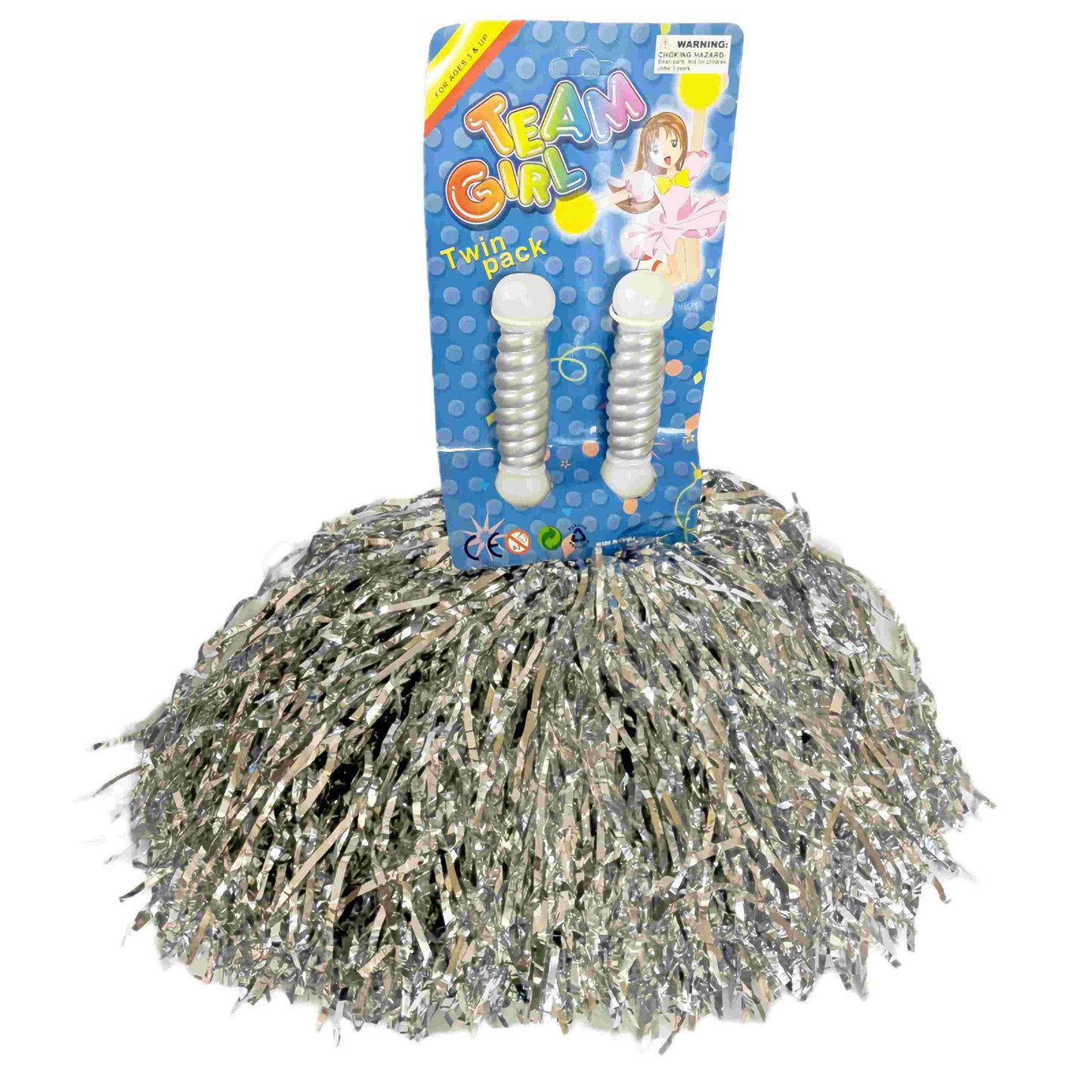 4 Sets/8pcs Metallic Team Girls' Cheerleading Dance Party Dress Pom Poms Pompoms - Silver