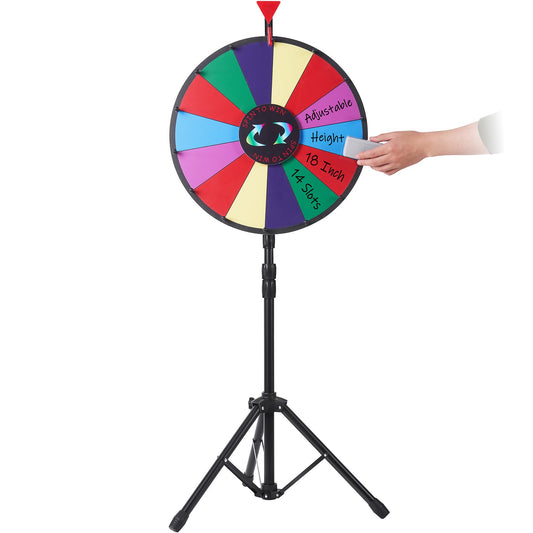 Vevor 18 Inch Tabletop Color Prize Wheel with Folding Tripod Floor Stand 14 Slots Dry Erase