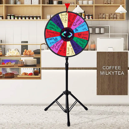 Vevor 18 Inch Tabletop Color Prize Wheel with Folding Tripod Floor Stand 14 Slots Dry Erase