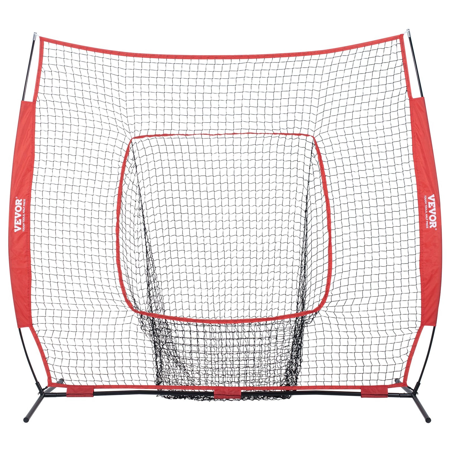 VEVOR 7x7 Baseball Softball Practice Net, Portable Baseball Training Net for Hitting Batting Catching Pitching, Backstop Baseball Equipment Training Aids with Carry Bag and Strike Zone