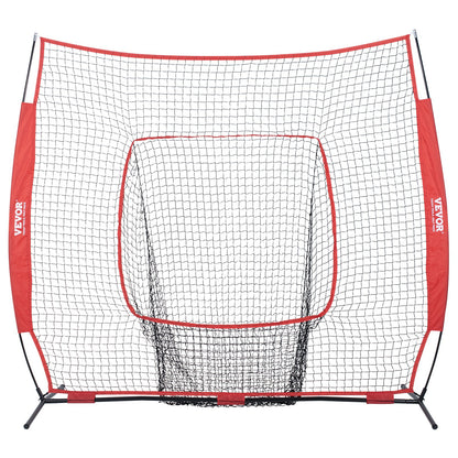 VEVOR 7x7 Baseball Softball Practice Net, Portable Baseball Training Net for Hitting Batting Catching Pitching, Backstop Baseball Equipment Training Aids with Carry Bag and Strike Zone