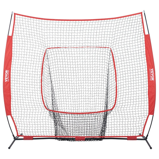 VEVOR 7x7 Baseball Softball Practice Net, Portable Baseball Training Net for Hitting Batting Catching Pitching, Backstop Baseball Equipment Training Aids with Carry Bag and Strike Zone
