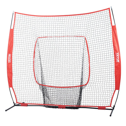 VEVOR 7x7 Baseball Softball Practice Net, Portable Baseball Training Net for Hitting Batting Catching Pitching, Backstop Baseball Equipment Training Aids with Carry Bag and Strike Zone