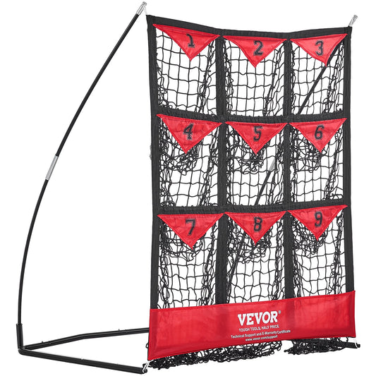 VEVOR 9 Hole Baseball Softball Pitching Net 9 Pocket Hitting Practice 49"x42"