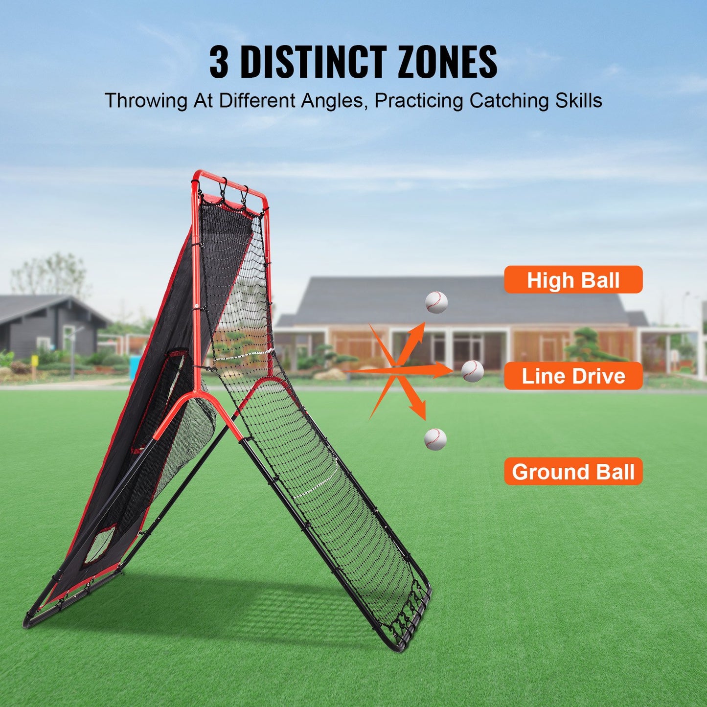 VEVOR Baseball And Softball Rebounder Net 3.5x4.5 ft 2-in-1 Switch Hitter Pitch
