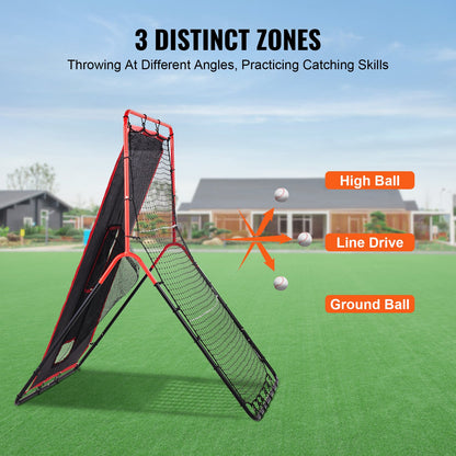 VEVOR Baseball And Softball Rebounder Net 3.5x4.5 ft 2-in-1 Switch Hitter Pitch