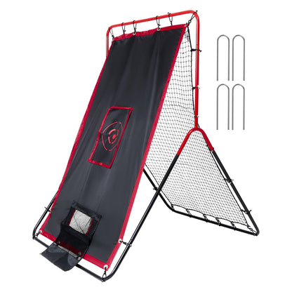VEVOR Baseball And Softball Rebounder Net 3.5x4.5 ft 2-in-1 Switch Hitter Pitch