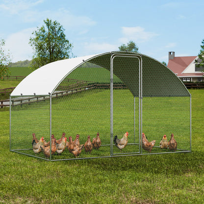 VEVOR Chicken Coop, 9.8x6.5x6.5ft Walk-in Large Metal Chicken Run for Yard with Waterproof Cover, Doom Roof Hen House with Security Lock for Outdoor and Backyard, Farm, Duck Rabbit Cage Poultry Pen