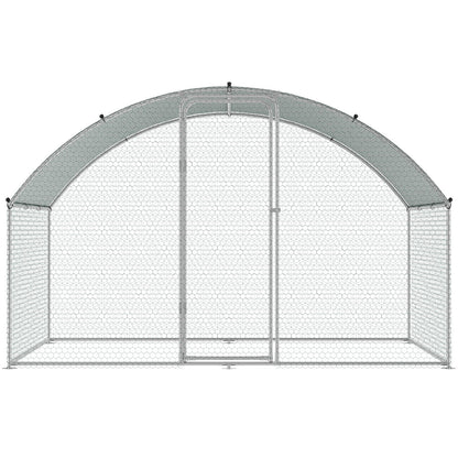 VEVOR Chicken Coop, 9.8x6.5x6.5ft Walk-in Large Metal Chicken Run for Yard with Waterproof Cover, Doom Roof Hen House with Security Lock for Outdoor and Backyard, Farm, Duck Rabbit Cage Poultry Pen