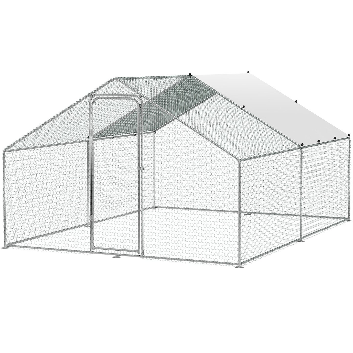 VEVOR Large Metal Chicken Coop, 3x3.93x1.99 m Walk-in Chicken Runs for Yard with Cover, Spire Roof Hen House with Security Lock for Outdoor and Backyard, Farm, Duck Rabbit Cage Poultry Pen
