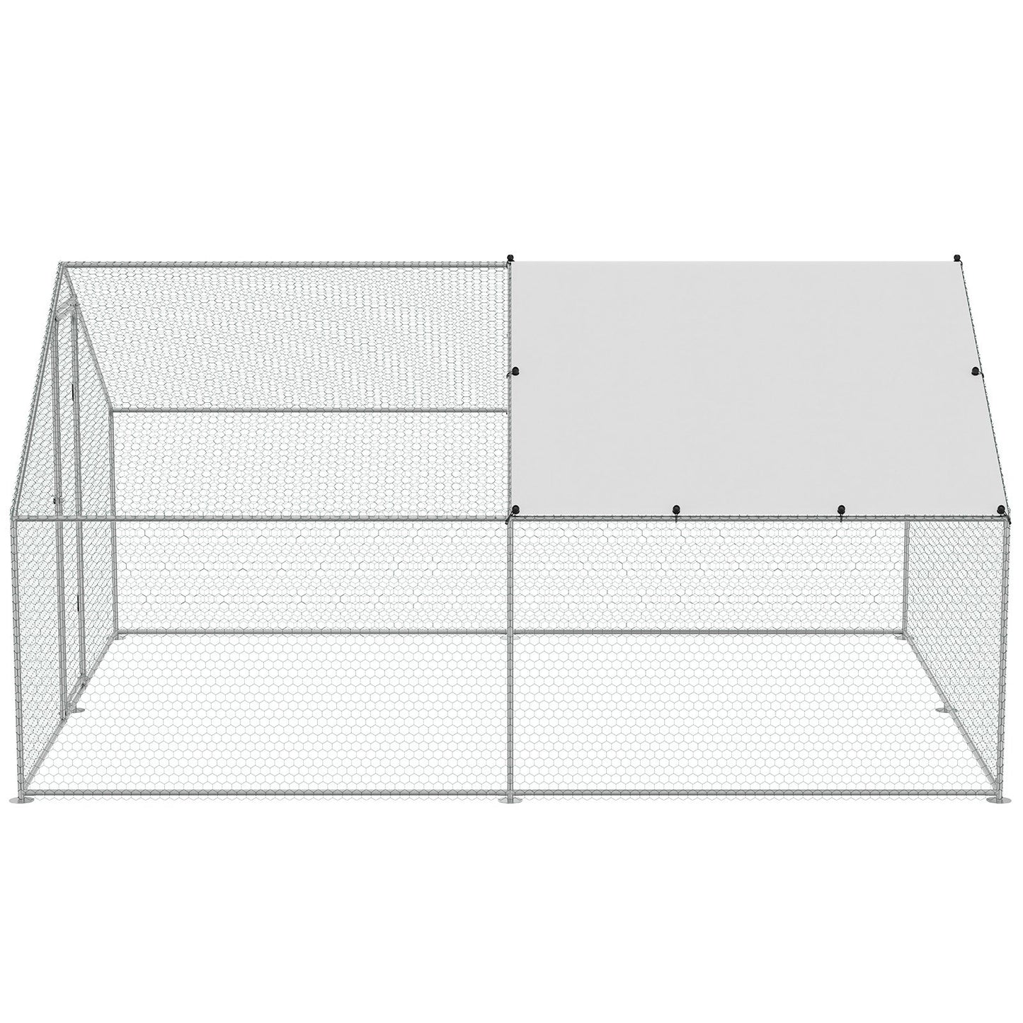 VEVOR Large Metal Chicken Coop, 3x3.93x1.99 m Walk-in Chicken Runs for Yard with Cover, Spire Roof Hen House with Security Lock for Outdoor and Backyard, Farm, Duck Rabbit Cage Poultry Pen