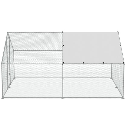 VEVOR Large Metal Chicken Coop, 3x3.93x1.99 m Walk-in Chicken Runs for Yard with Cover, Spire Roof Hen House with Security Lock for Outdoor and Backyard, Farm, Duck Rabbit Cage Poultry Pen