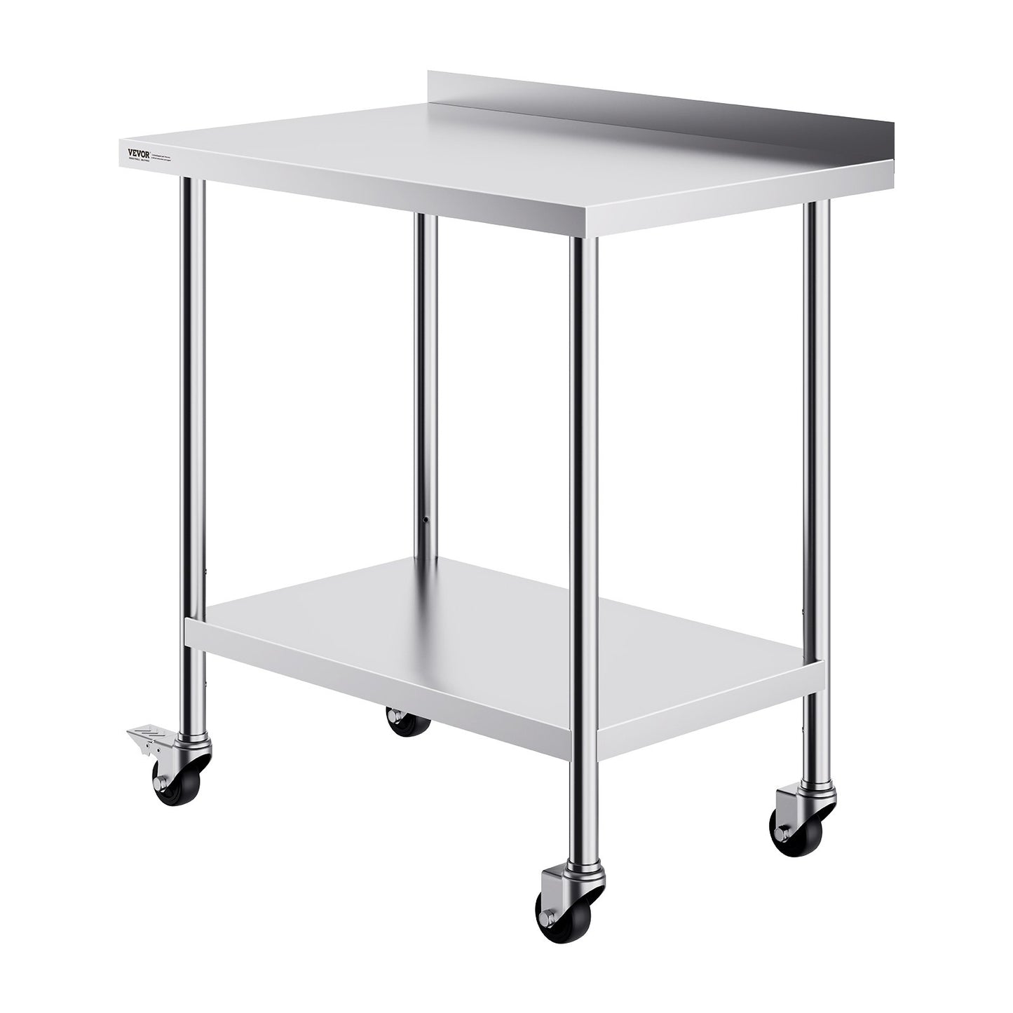 VEVOR 24 x 36 x 40 Inch Stainless Steel Work Table, Commercial Food Prep Worktable with Casters, Heavy Duty Prep Worktable, Metal Work Table with Adjustable Height for Restaurant, Home and Hotel