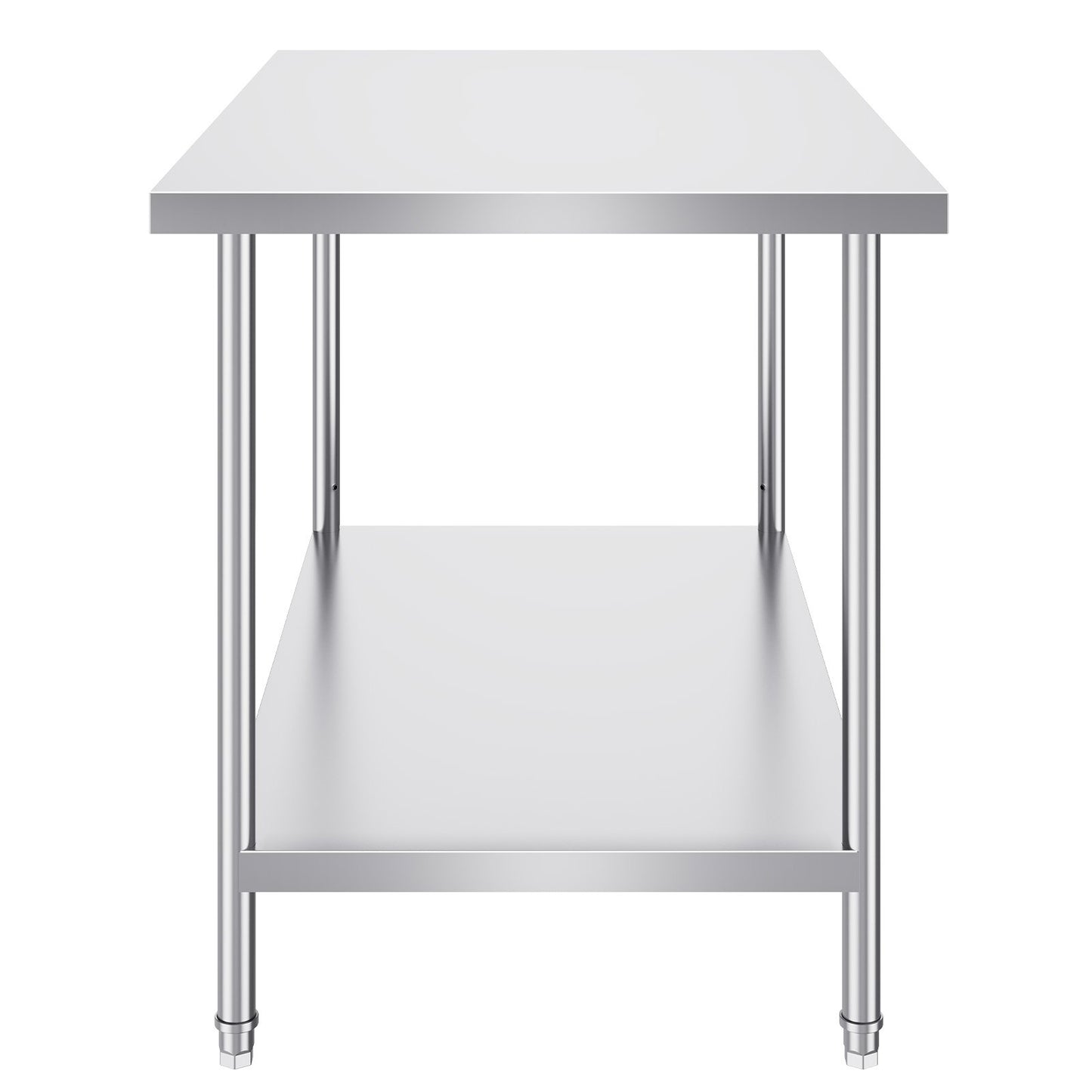 VEVOR Stainless Steel Prep Table, 30 x 48 x 34 Inch, Heavy Duty Metal Worktable with 3 Adjustable Height Levels, Commercial Workstation for Kitchen Garage Restaurant Backyard