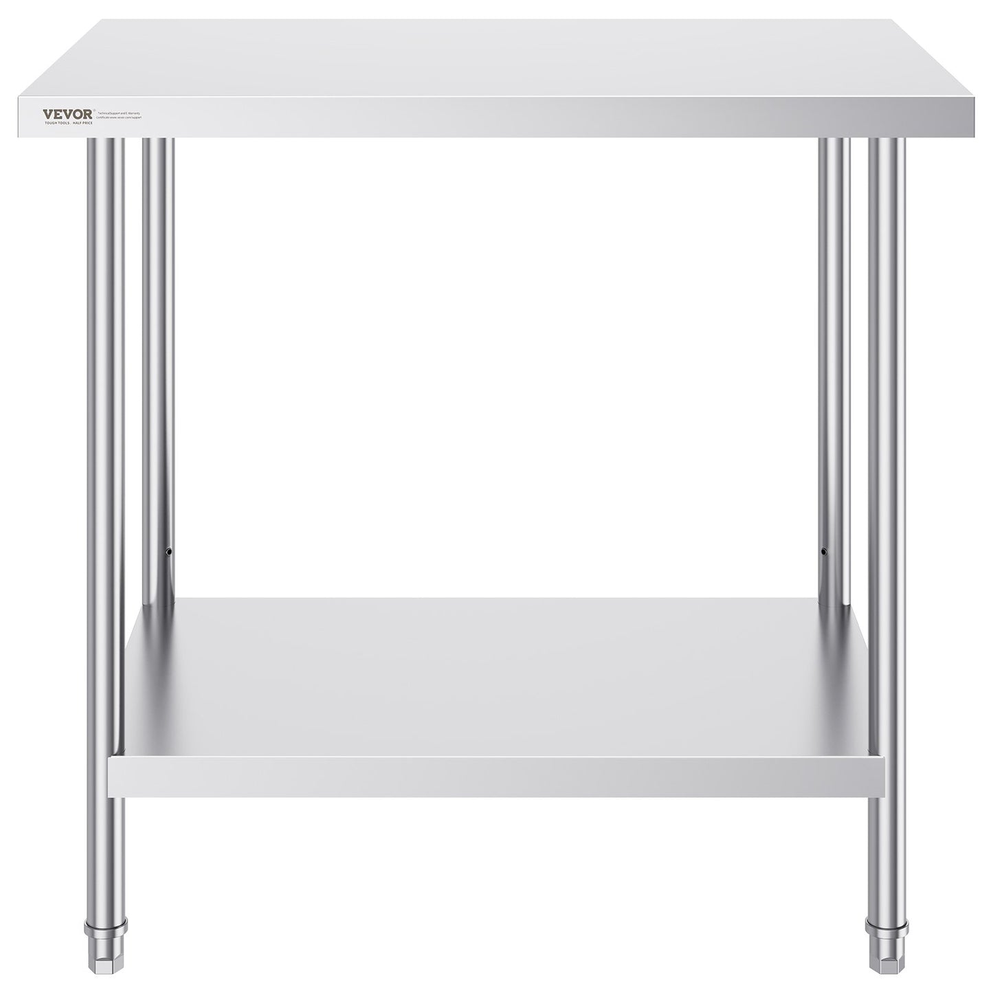 VEVOR Stainless Steel Prep Table, 24 x 36 x 34 Inch, Heavy Duty Metal Worktable with 3 Adjustable Height Levels, Commercial Workstation for Kitchen Garage Restaurant Backyard