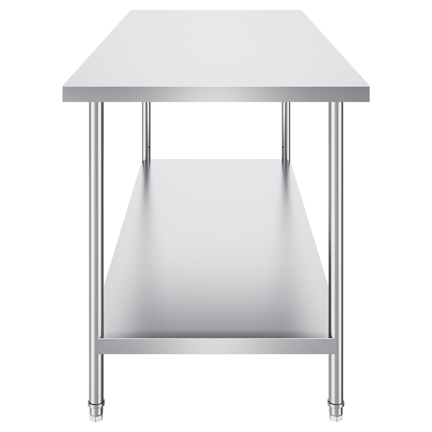 VEVOR Stainless Steel Prep Table, 30 x 72 x 34 Inch, Heavy Duty Metal Worktable with 3 Adjustable Height Levels, Commercial Workstation for Kitchen Garage Restaurant Backyard