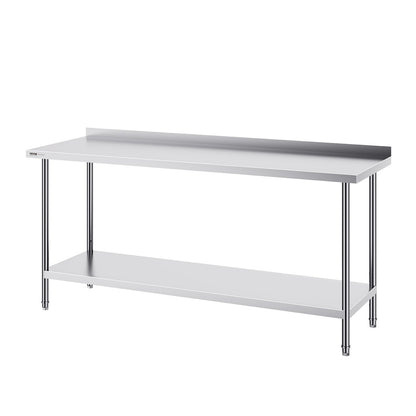 VEVOR 24 x 72 x 36 Inch Stainless Steel Work Table, Commercial Food Prep Worktable Heavy Duty Prep Worktable, Metal Work Table with Adjustable Height for Restaurant, Home and Hotel