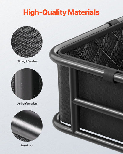 VEVOR Rear Bike Basket Large Bicycle Basket with Cargo Net Rainproof Cover Liner