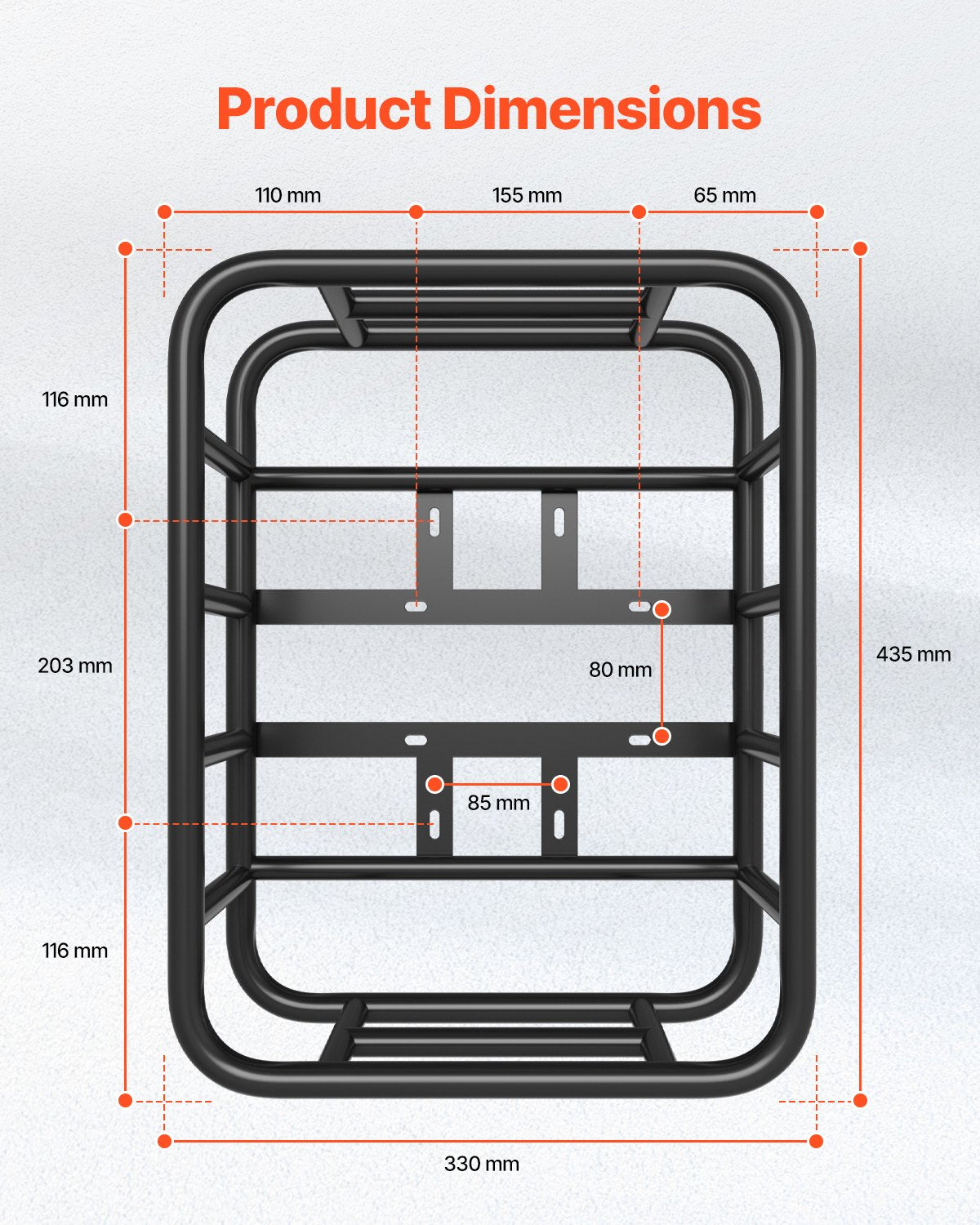 VEVOR Rear Bike Basket Large Bicycle Basket with Cargo Net Rainproof Cover Liner