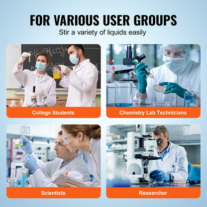 VEVOR Magnetic Stirrer Stir Plate Kit 0-1500 RPM Adjustable Speed Max 22L