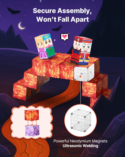 VEVOR Magnetic Blocks, 150 PCS Dark Castle Set, Magnetic Building Cubes for Kids, STEM Montessori Sensory Toys for Christmas Birthday Gift, Construction Stacking Toy for 3+ Years Old Boys & Girls