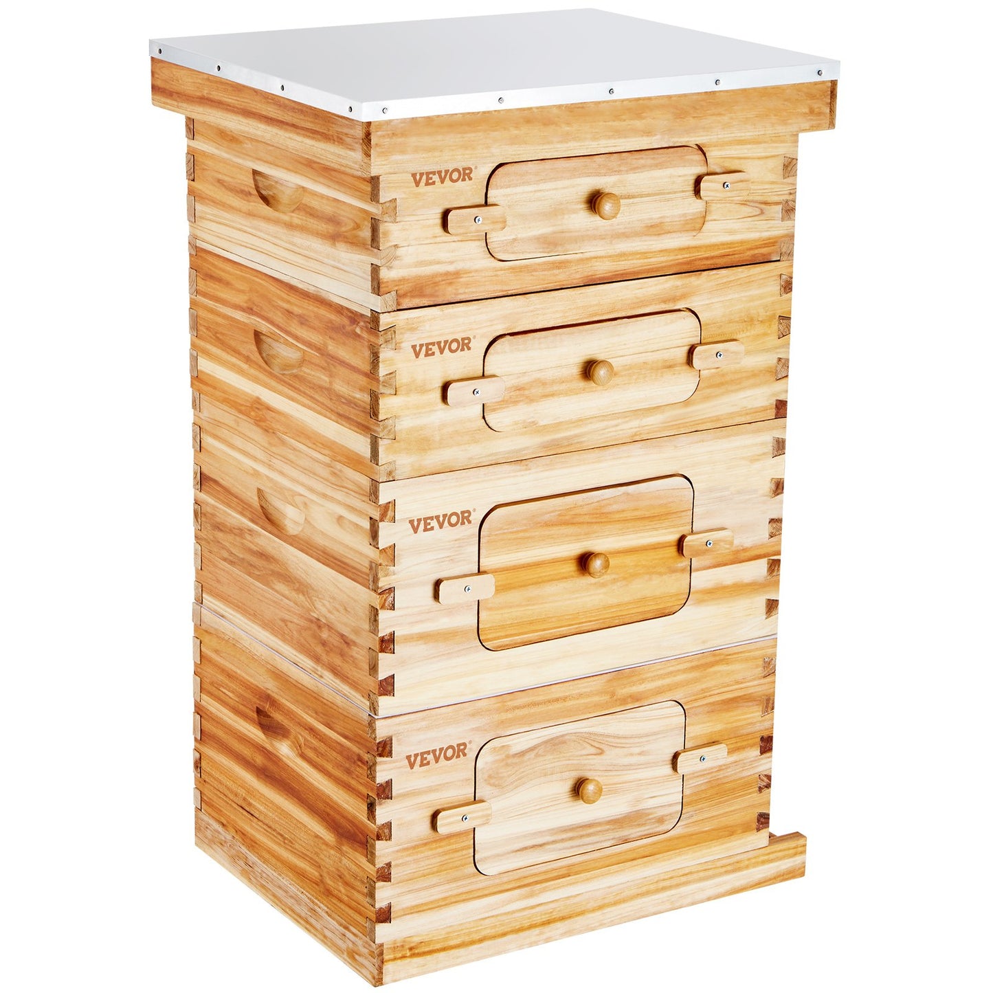 VEVOR Bee Hive 40 Frame Bee Hives Starter Kit, Beeswax Coated Cedar Wood, 2 Deep + 2 Medium Bee Boxes Langstroth Beehive Kit, Transparent Acrylic Windows with Foundations for Beginners Pro Beekeepers