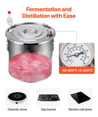 VEVOR Moonshine Still 5 Gal Water Alcohol Distiller Brewing Kit Stainless Steel